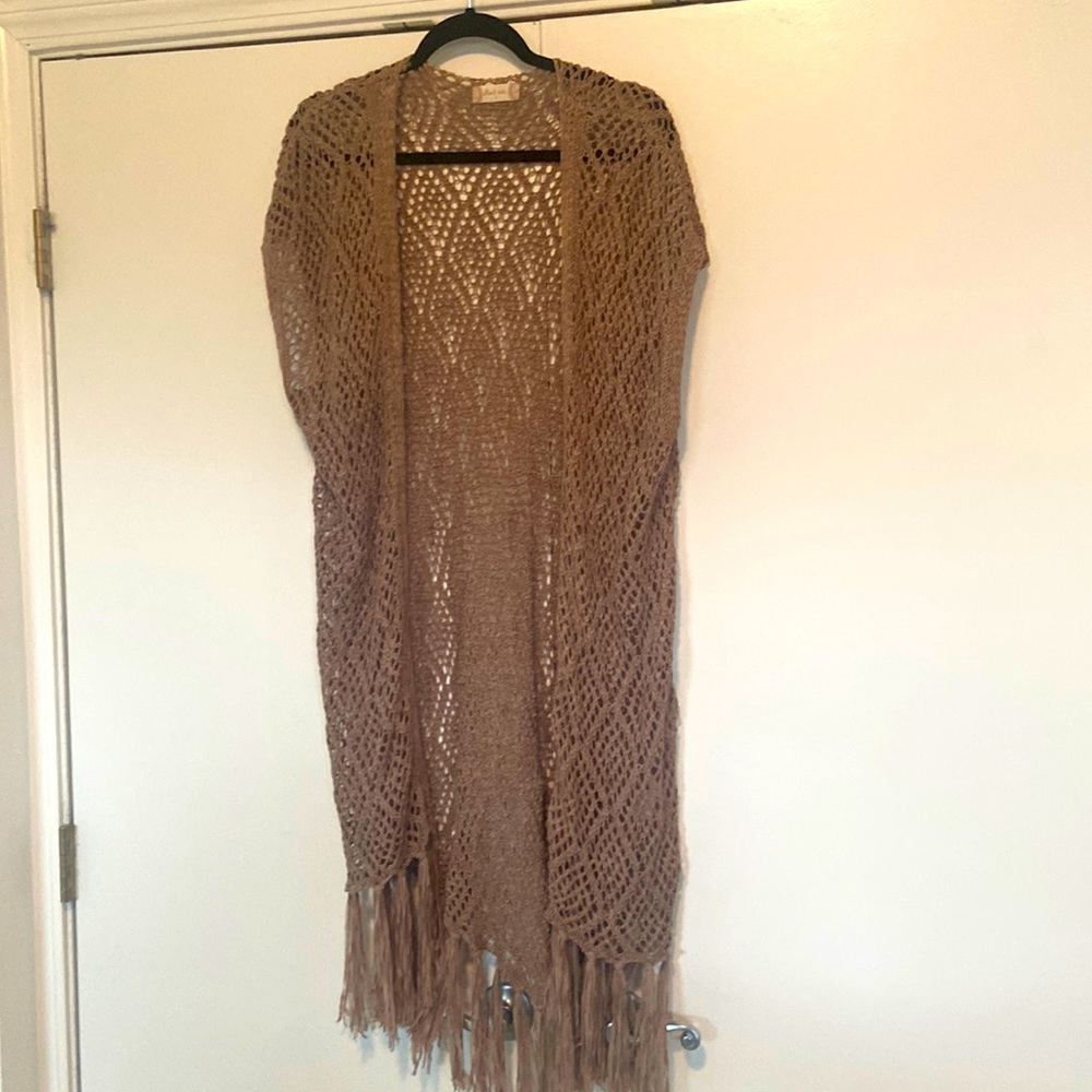 Short sleeve, crocheted, cover-up, for any occasion.